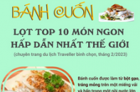 Bánh cuốn Việt Nam lọt Top 10 món ngon hấp dẫn nhất thế giới