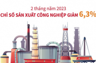 2 tháng năm 2023, chỉ số sản xuất công nghiệp giảm 6,3%
