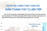 Chỉ số giá lương thực toàn cầu giảm tháng thứ 12 liên tiếp