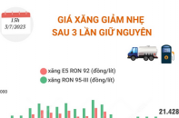 Giá xăng vừa giảm nhẹ sau ba lần giữ nguyên