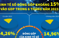 Kinh tế số đóng góp khoảng 15% vào GDP trong 6 tháng năm 2023