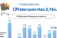 CPI bình quân 9 tháng năm 2023 tăng 3,16%