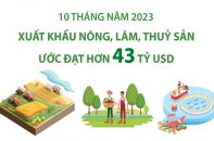 Xuất khẩu nông, lâm, thủy sản ước đạt hơn 43 tỷ USD sau 10 tháng năm 2023