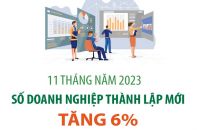 Số doanh nghiệp thành lập mới tăng 6% sau 11 tháng năm 2023