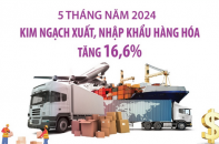 Kim ngạch xuất, nhập khẩu hàng hóa tăng 16,6% sau 5 tháng năm 2024