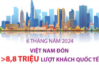 Việt Nam đón hơn 8,8 triệu lượt khách quốc tế sau 6 tháng năm 2024