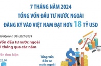 Tổng vốn đầu tư nước ngoài đăng ký vào Việt Nam đạt hơn 18 tỷ USD sau 7 tháng năm 2024