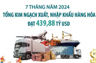 Tổng kim ngạch xuất, nhập khẩu hàng hóa đạt 439,88 tỷ USD sau 7 tháng năm 2024