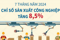 Chỉ số sản xuất công nghiệp tăng 8,5% sau 7 tháng năm 2024