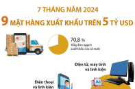 Điểm tên 9 mặt hàng xuất khẩu đạt kim ngạch trên 5 tỷ USD sau 7 tháng năm 2024