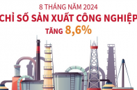 Chỉ số sản xuất công nghiệp tăng 8,6% sau 8 tháng năm 2024