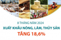 Xuất khẩu nông, lâm, thủy sản tăng 18,6% sau 8 tháng năm 2024