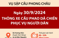 Thông xe cầu phao dã chiến gần cầu Phong Châu bị sập để phục vụ nhu cầu đi lại của người dân