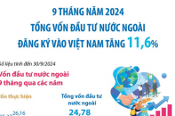 Vốn đầu tư nước ngoài đăng ký vào Việt Nam tăng 11,6% sau 9 tháng năm 2024