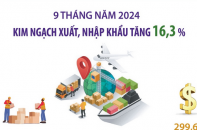 Kim ngạch xuất, nhập khẩu tăng 16,3% sau 9 tháng năm 2024