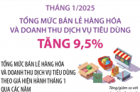 Tổng mức bán lẻ hàng hóa và doanh thu dịch vụ tiêu dùng tháng 1/2025 tăng 9,5%