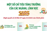 Một số chỉ tiêu tăng trưởng của các ngành, lĩnh vực năm 2025