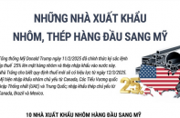 Điểm tên những nhà xuất khẩu nhôm, thép hàng đầu sang Mỹ