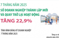 Số doanh nghiệp thành lập mới và quay trở lại hoạt động tăng 22,9% sau 7 tháng năm 2025