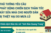 Thủ tướng yêu cầu phát động chiến dịch thần tốc xây sửa nhà cho người dân bị thiệt hại do mưa lũ