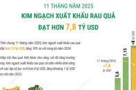 Xuất khẩu rau quả đạt hơn 7,8 tỷ USD sau 11 tháng năm 2025