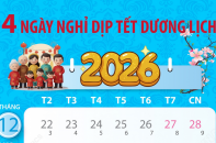 Chốt nghỉ Tết Dương lịch 2026 trong 4 ngày liên tục