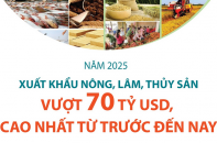 Xuất khẩu nông, lâm, thủy sản cả năm 2025 vượt 70 tỷ USD, cao nhất từ trước đến nay