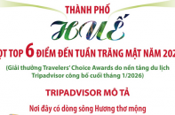 Thành phố Huế lọt Top 6 điểm đến tuần trăng mật năm 2026