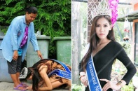 Hoa hậu Thái Lan quỳ gối biết ơn người mẹ làm nghề ve chai