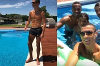 C. Ronaldo khoe bụng 6 múi và selfie với con trai