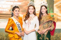 Đỗ Mỹ Linh đẹp nổi bật bên Hoa hậu Hoàn vũ Lào và Hoa hậu Toàn cầu Campuchia