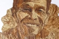 Chân dung phi công Nguyễn Văn Bảy bằng lá sen