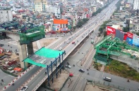 [Ảnh] Dự án đường Vành đai 2, đoạn cầu Vĩnh Tuy - Ngã Tư Sở cấp tập về đích