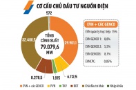 EVN chỉ còn chiếm 15% công suất nguồn điện
