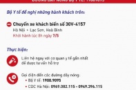 Bộ Y tế tìm hành khách trên chuyến xe Hà Nội - Lạc Sơn, Hòa Bình