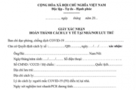 Bộ Y tế đề xuất công nhận công nhận 7 loại giấy tờ liên quan F0