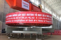 Lắp đặt thành công rotor cho tổ máy cuối cùng công trình Thủy điện Trung Sơn