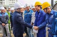 Chủ tịch Hà Nội kiểm tra, chúc Tết tại một số công trường thi công các dự án chống úng ngập