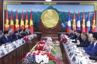 Ảnh: Tổng Bí thư Tô Lâm và Tổng Bí thư, Chủ tịch nước Lào hội đàm