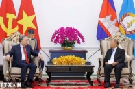 Tổng Bí thư Tô Lâm hội kiến Chủ tịch danh dự CPP Heng Samrin