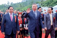 Tổng Bí thư Tô Lâm và Thủ tướng Phạm Minh Chính dự lễ khởi công đồng loạt các trường nội trú liên cấp vùng biên