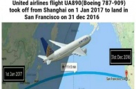 Vì sao chuyến bay của United Airlines cất cánh năm 2017, hạ cánh... năm 2016?