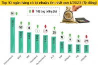 "Soi" Top 10 lợi nhuận ngân hàng quý I/2023