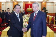 Tổng Bí thư tiếp Chủ tịch Đảng Nhân dân, Chủ tịch Thượng viện Campuchia Hun Sen