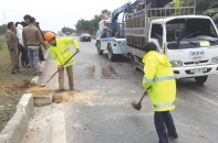 Điểm gợn lớn tại Gói thầu bảo trì Quốc lộ 3 mới