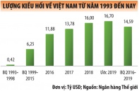 Lượng kiều hối về Việt Nam liên tục tăng
