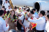 Quảng Trị đón chuyến bay đầu tiên từ tỉnh Khánh Hòa đến Cảng hàng không Đồng Hới