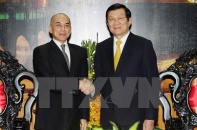 Chủ tịch nước Trương Tấn Sang hội kiến Quốc vương Campuchia