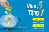 VNPT khuyến mại “Mua 5 tặng 1” cho thuê bao tháng