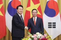 Chủ tịch nước Võ Văn Thưởng chủ trì lễ đón và hội đàm với Tổng thống Hàn Quốc